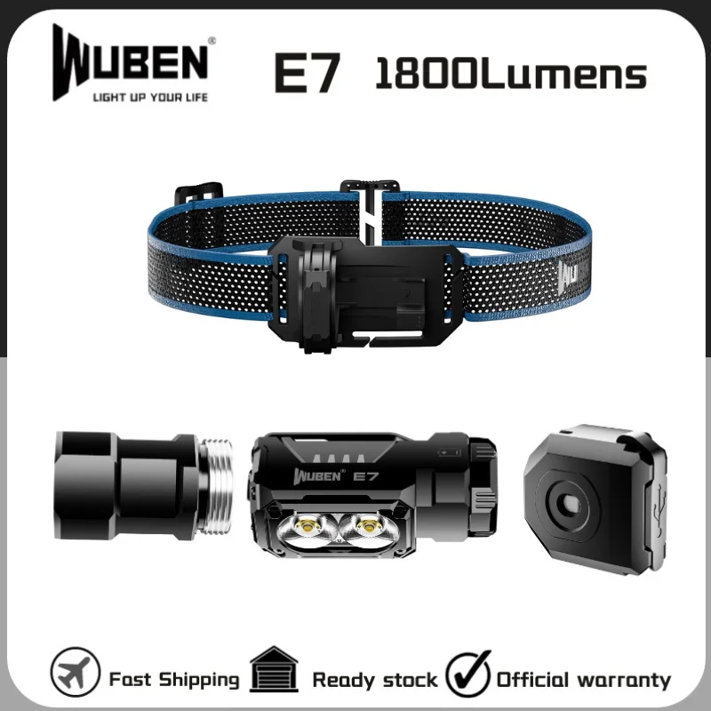 WUBEN E7 Best Rechargeable Headlamp 1800 lumens Include One 26650 Battery