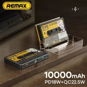 Remax Power Bank 10000mAh Retro Tape Power Bank QC Fast Charging USB LED Digital Display For iPhone Huawei Xiaomi